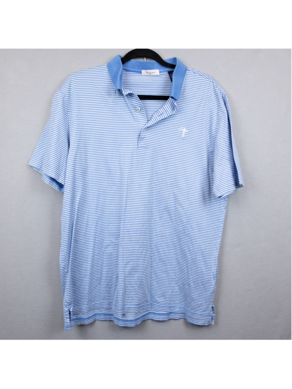 Vaquero Country Club blue and white stripe pima cotton polo shirt-L